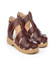 Made in Spain Classic Napa Leather Velcro Sandals Boys EU25-EU34 Brown